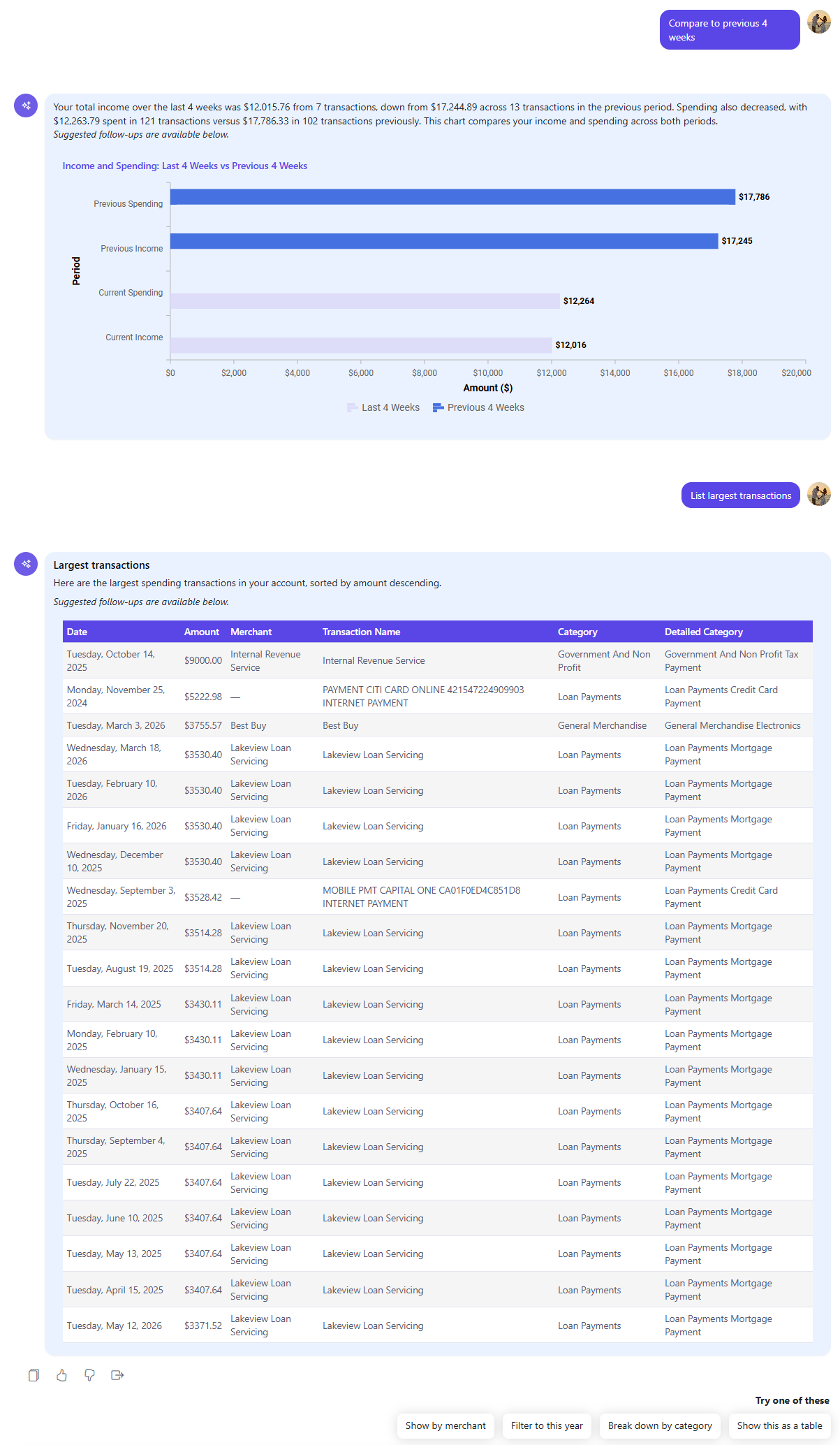 Grounded AI response with charts and tables in Chip In Intelligence
