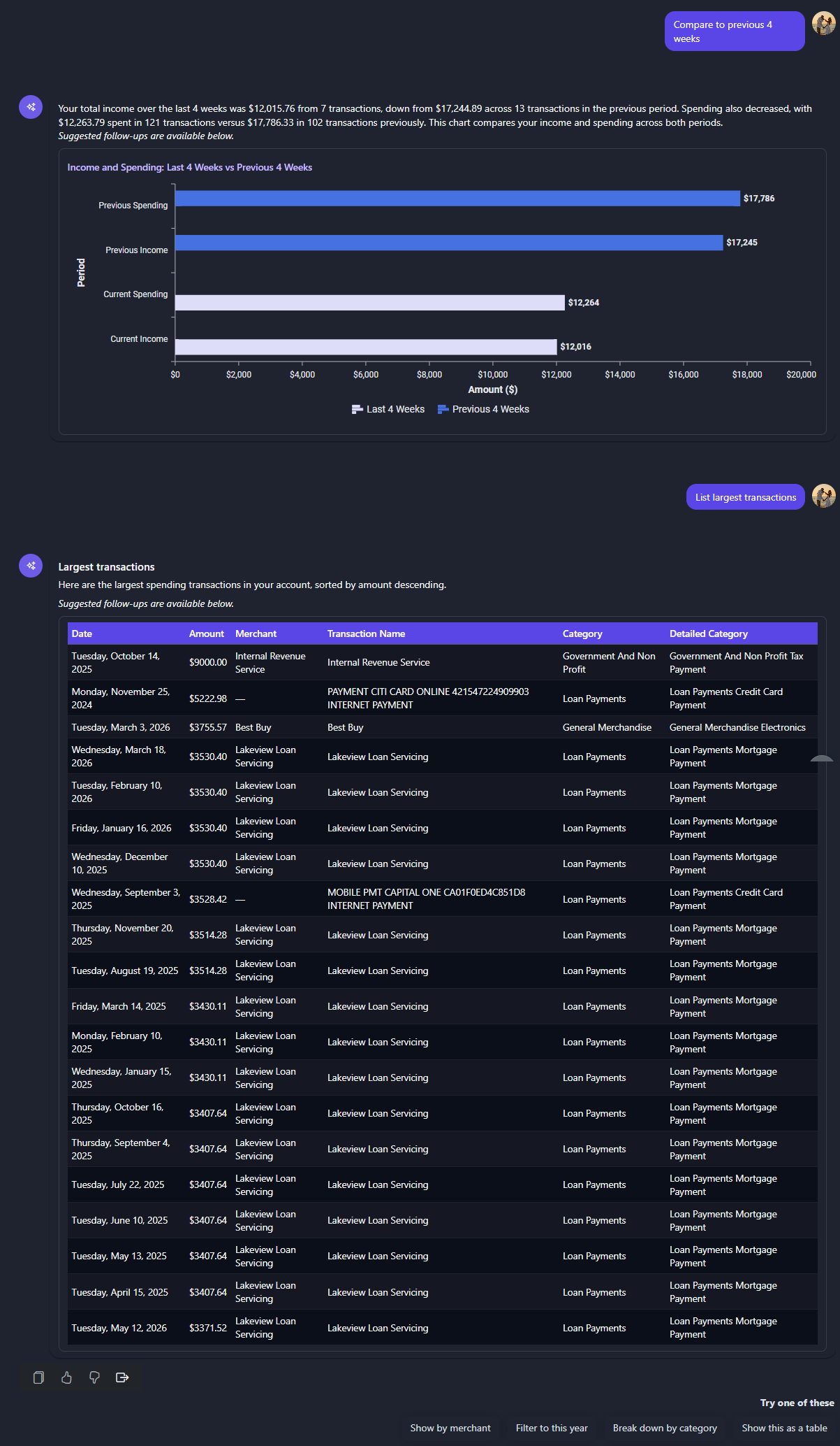 Grounded AI response with charts and tables in Chip In Intelligence