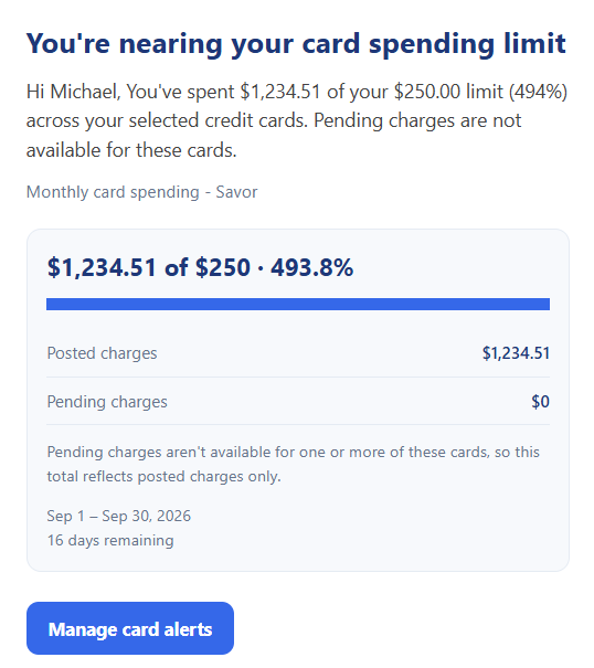 Credit Card Near Spending Limit