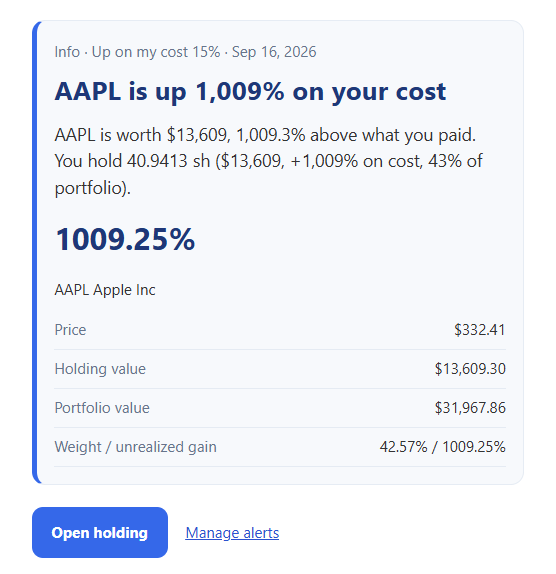 Investments Stock Up email example